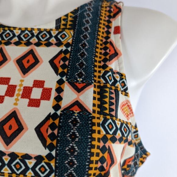 H&M Aztec Print Fit and Flare Skater Dress Large - Picture 2 of 4